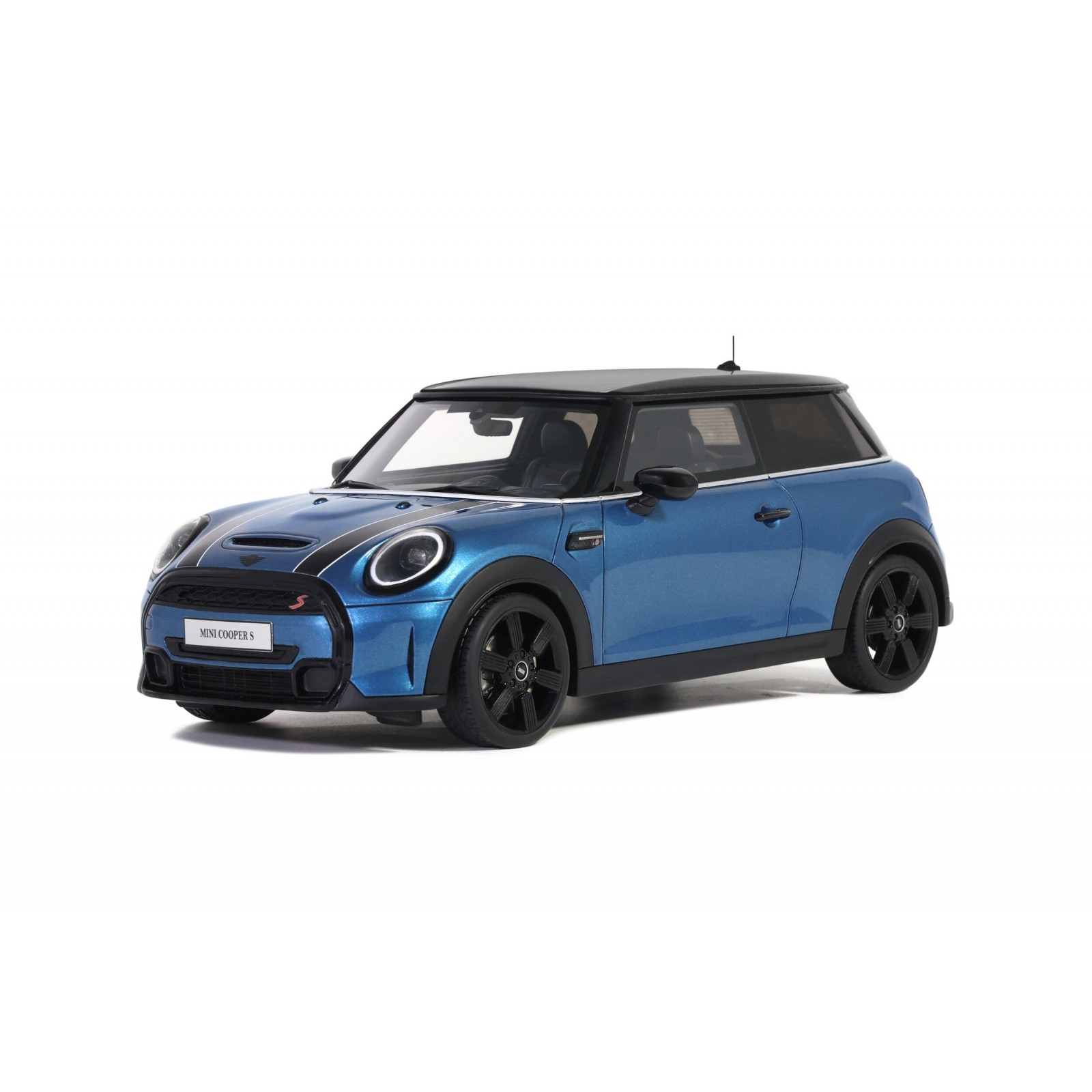 Mini Cooper S Island Blue + White Stripes 2021